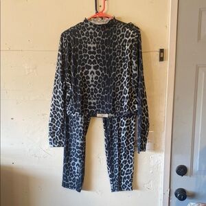SHEIN Leopard Print Pantsuit - Black and Gray